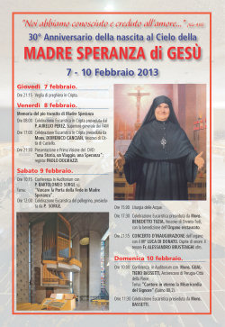Commemorazione della nascita al Cielo di Madre Speranza